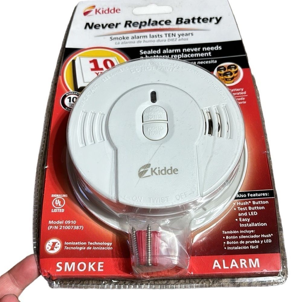 Kidde never replace battery smoke alarm 10 year new